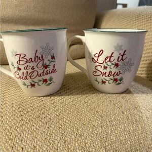 2 Pfaltzgraff Winterberry Baby It's Cold Outside & Let It Snow Large Mugs Coffee